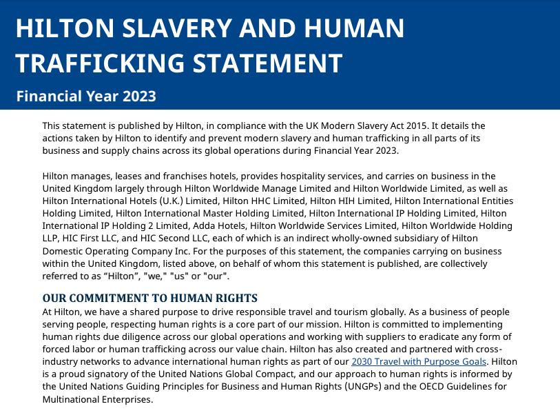 slavery and human trafficking statement